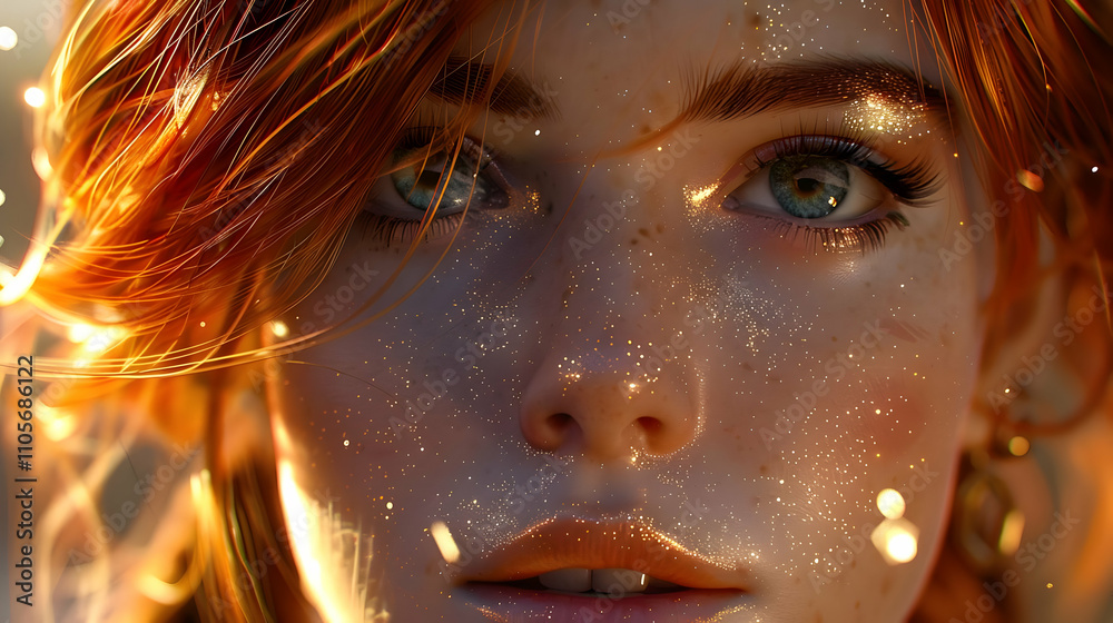 Golden Dust 3D Illustration of a Woman Golden Dust 3D Illustration of a Woman