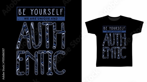 Be Yourself Typography with Line Art Hand Drawn vector Tshirt Design.