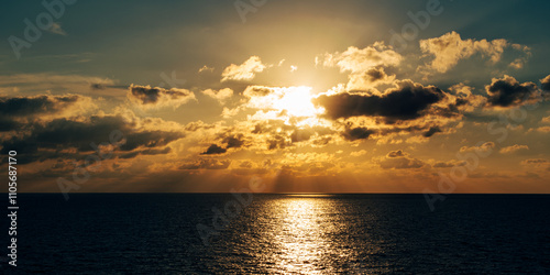 Golden Sunset Over the Ocean