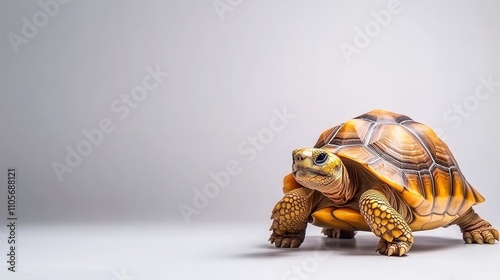 Closeup Of Detailed Patterned Shell Of Desert Tortoise In Natural Habitat photo