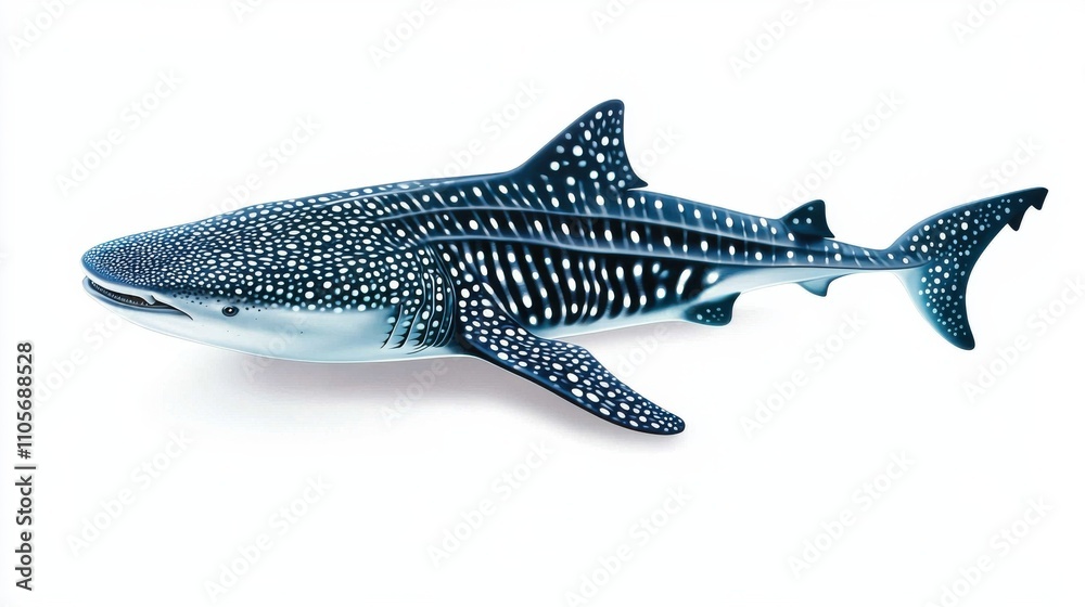 Fototapeta premium Spotted Whale Shark Swimming in Tropical Ocean