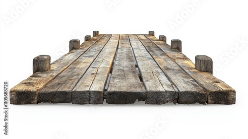 Rustic Wooden Dock or Pier on a Lake or River Overlooking a Scenic Landscape