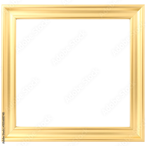 Minimalist rectangular gold frame. png isolated background. transparent background.