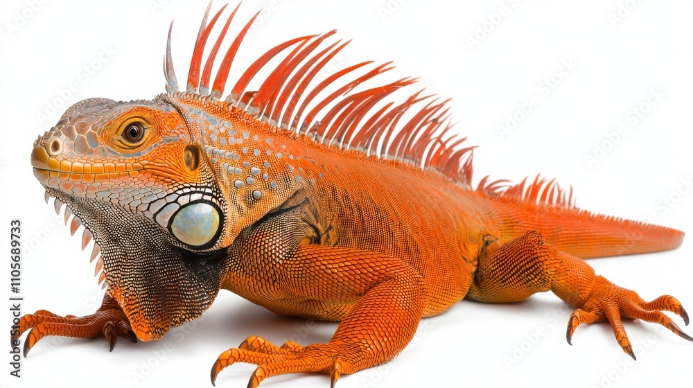 Obraz premium Vibrant Orange Spiny Iguana in Tropical Environment