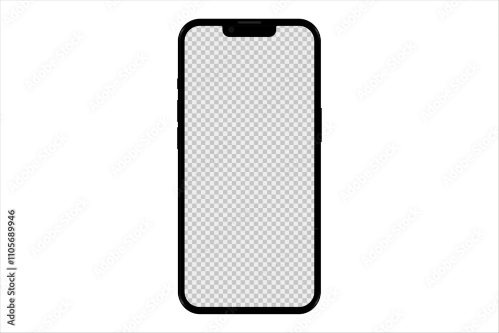 Realistic smartphone frame mockup or template with blank screen on white background layer vector illustration Realistic smartphone frame mockup or template with blank screen on white background layer vector illustration
