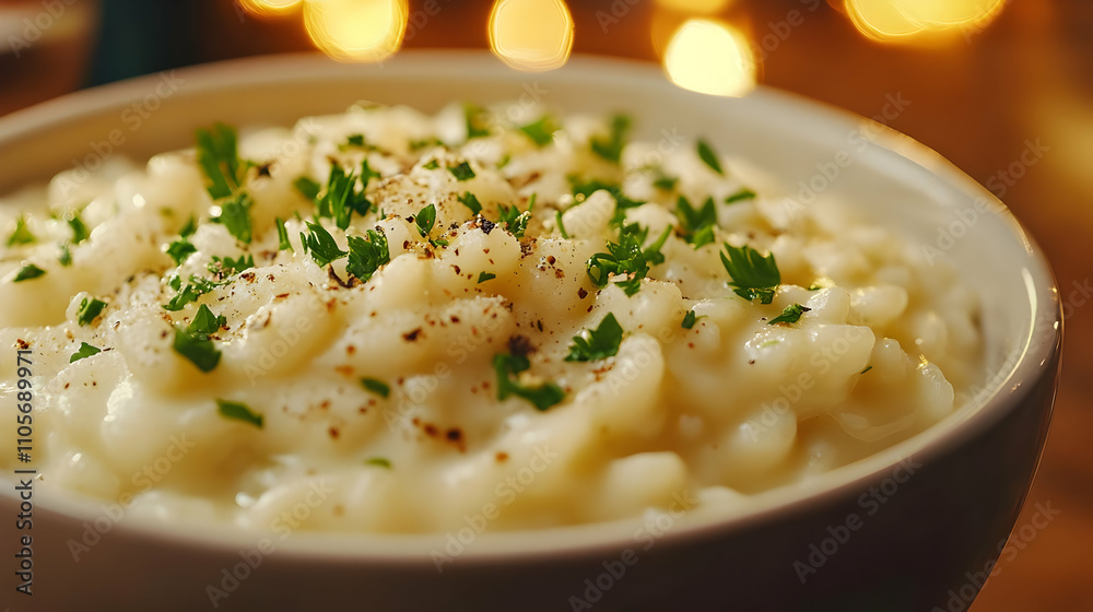 Creamy White Rice with Parsley Garnish - Realistic Food Image Creamy White Rice with Parsley Garnish - Realistic Food Image