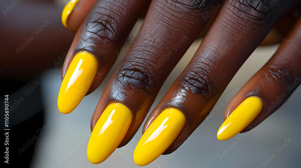 Obraz premium Vibrant Yellow Nail Polish Macro Photography