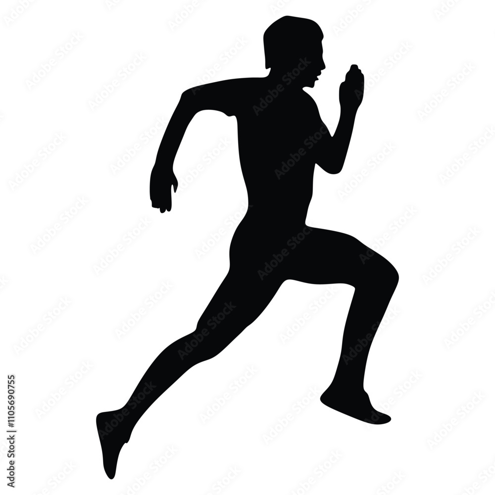 Man running / sprinting silhouette flat vector icon for exercise apps and websites Man running / sprinting silhouette flat vector icon for exercise apps and websites