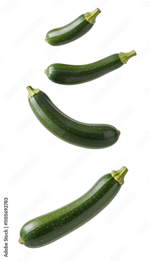 Four Fresh Zucchinis Against a transparent Background Four Fresh Zucchinis Against a transparent Background