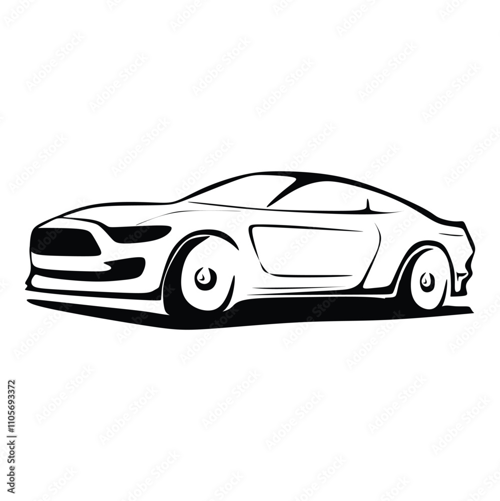 Vector illustration of car outline hand drawn on white background. Car auto lineart black and white. Sport car or SUV car creative silhouette. Auto or automobile Vector illustration of car outline hand drawn on white background. Car auto lineart black and white. Sport car or SUV car creative silhouette. Auto or automobile