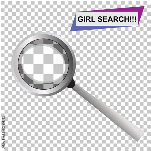 Search magnifier. Magnifying glass for searching girls