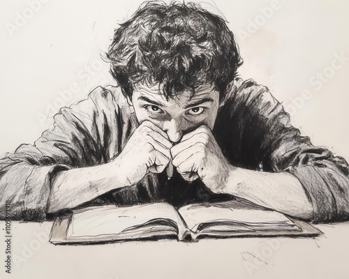 A student biting their nails while awaiting exam results, showcasing concentration