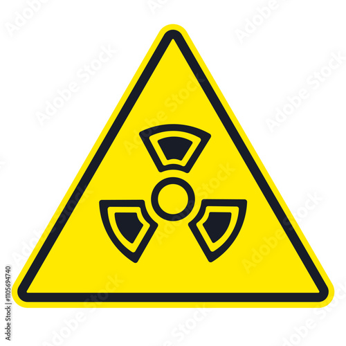 Triangular yellow warning sign "beware of radiation". EPS vector illustration.