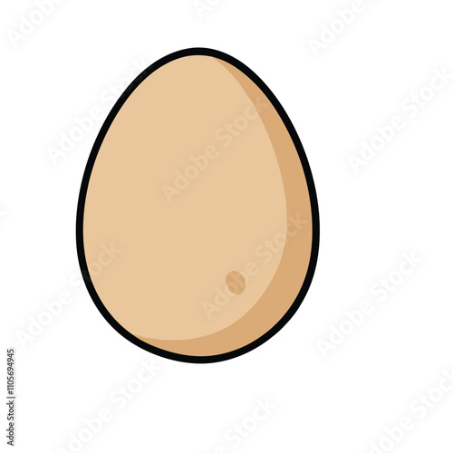 A cartoon egg with a brown shell. It is sitting on a white background. The egg is not cracked