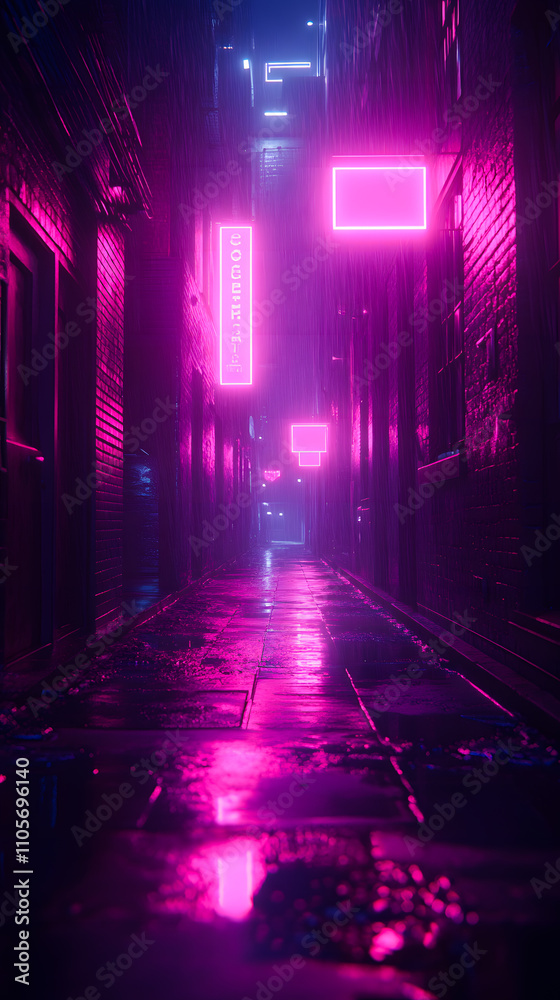 custom made wallpaper toronto digitalPink and Blue Neon Lights Illuminate a Gritty City Alley in Neo-Noir Style, Capturing a Futuristic Urban Atmosphere with Cyberpunk Aesthetic and Moody Nightlife Vibes of a High-Tech World