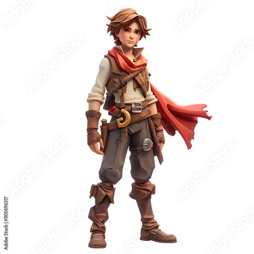 Hero game character, 3D Render - Cartoon Style - Transparent PNG