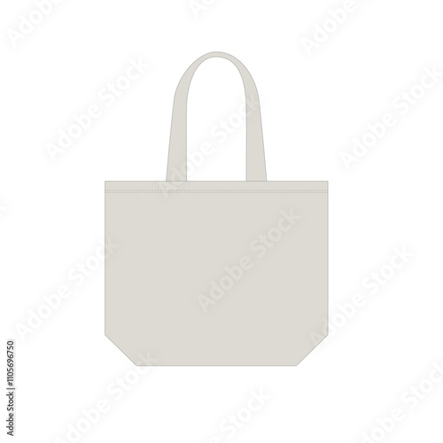 Vector illustration of canvas tote bag natural light white color, isolate on white background. Drawing of toto bag shopper bag made of natural textile for carrying shopping.