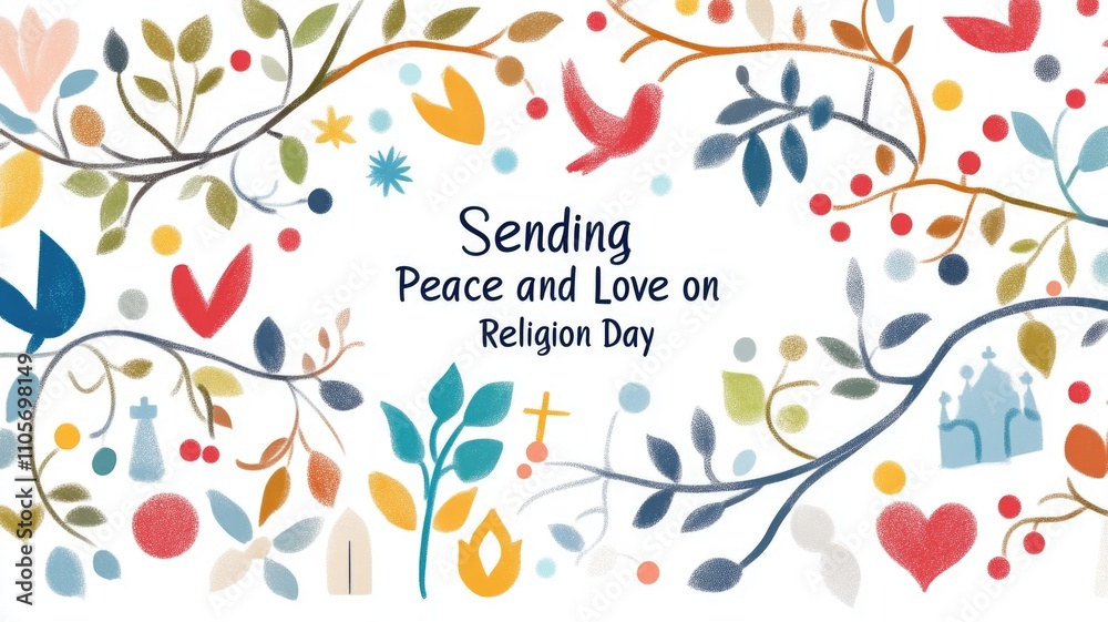Sending peace and love: celebrating religion day with vibrant nature and symbols Sending peace and love: celebrating religion day with vibrant nature and symbols