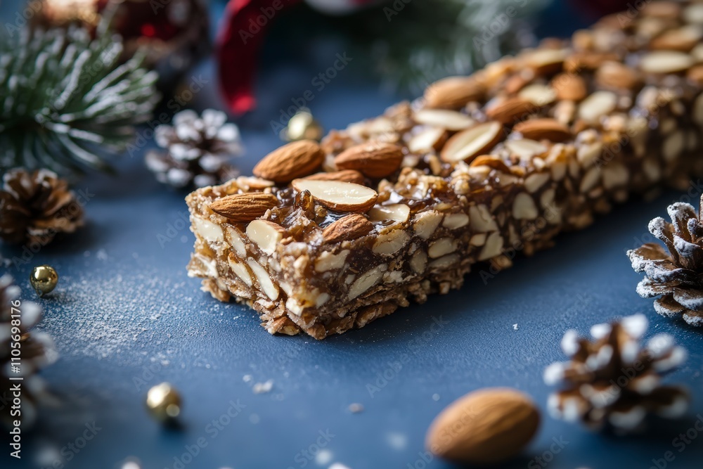 Festive Christmas Scene Featuring Gozinaki and Nut Bars with Almonds Festive Christmas Scene Featuring Gozinaki and Nut Bars with Almonds