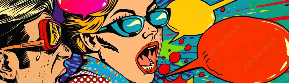 Detailed vector graphic of a retro pop art comic strip Detailed vector graphic of a retro pop art comic strip