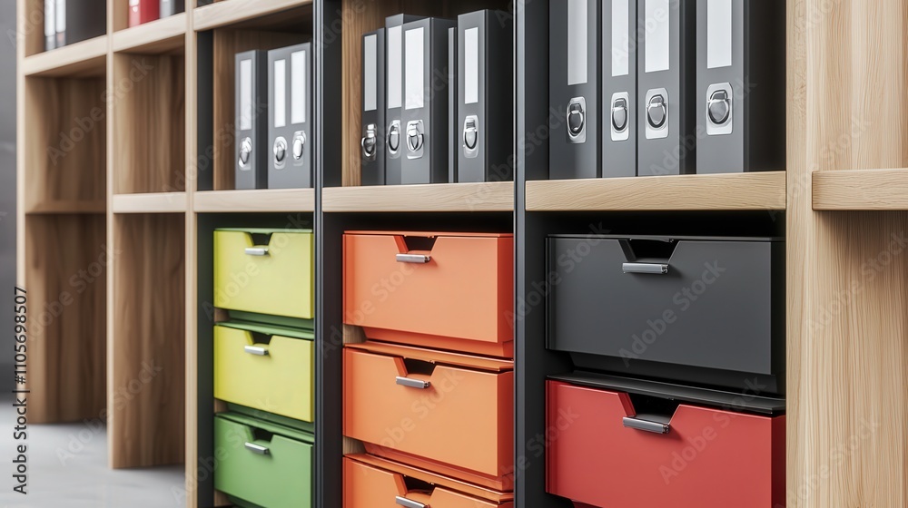 A modular filing cabinet with customizable drawers, designed to meet specific storage needs. A modular filing cabinet with customizable drawers, designed to meet specific storage needs.