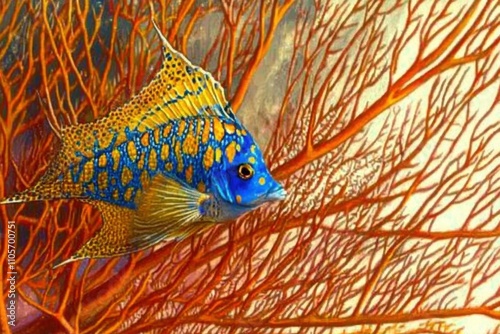 Queen Angelfish Among Sea Fans A queen angelfish photo