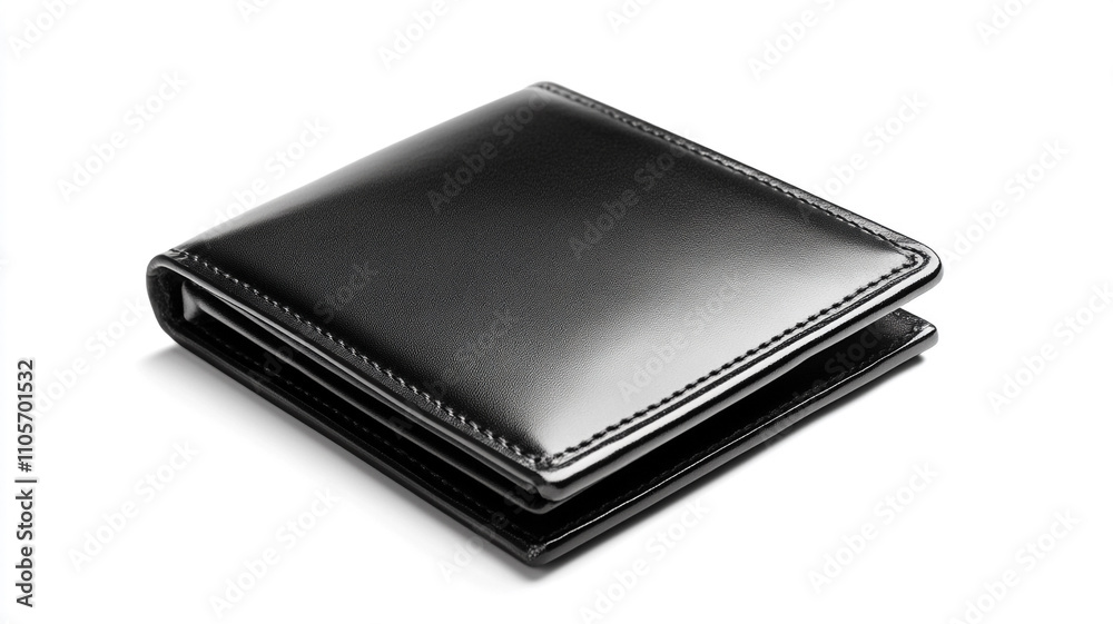 Elegant black leather wallet isolated on a white background Elegant black leather wallet isolated on a white background