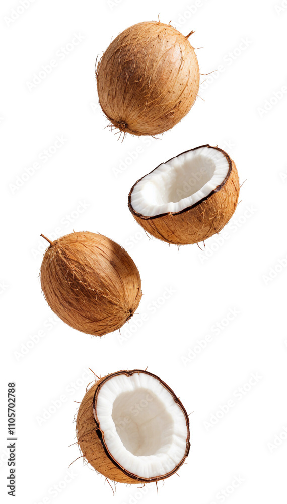 Slices of Fresh Coconuts Isolated on transparent Background Slices of Fresh Coconuts Isolated on transparent Background