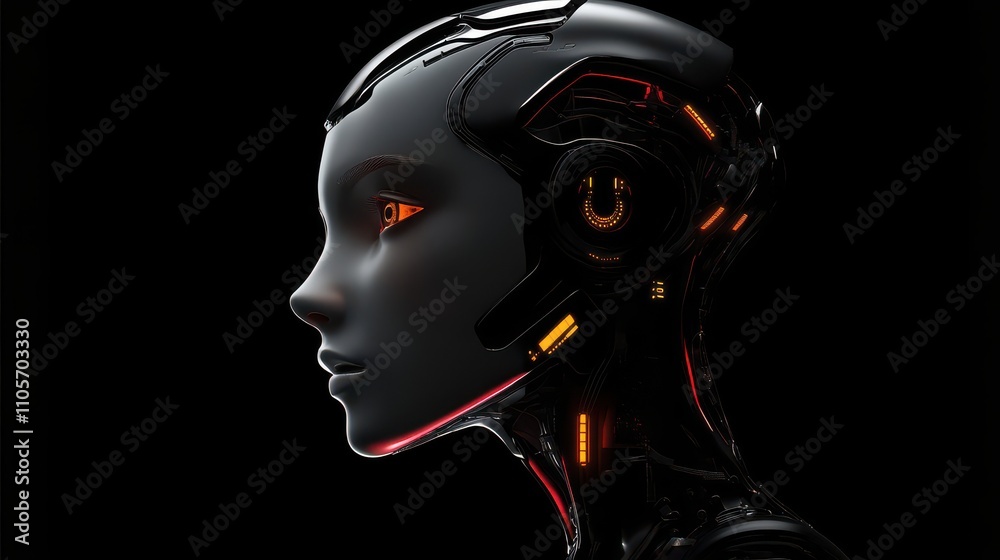 Futuristic Robot Profile with Glowing Elements Futuristic Robot Profile with Glowing Elements