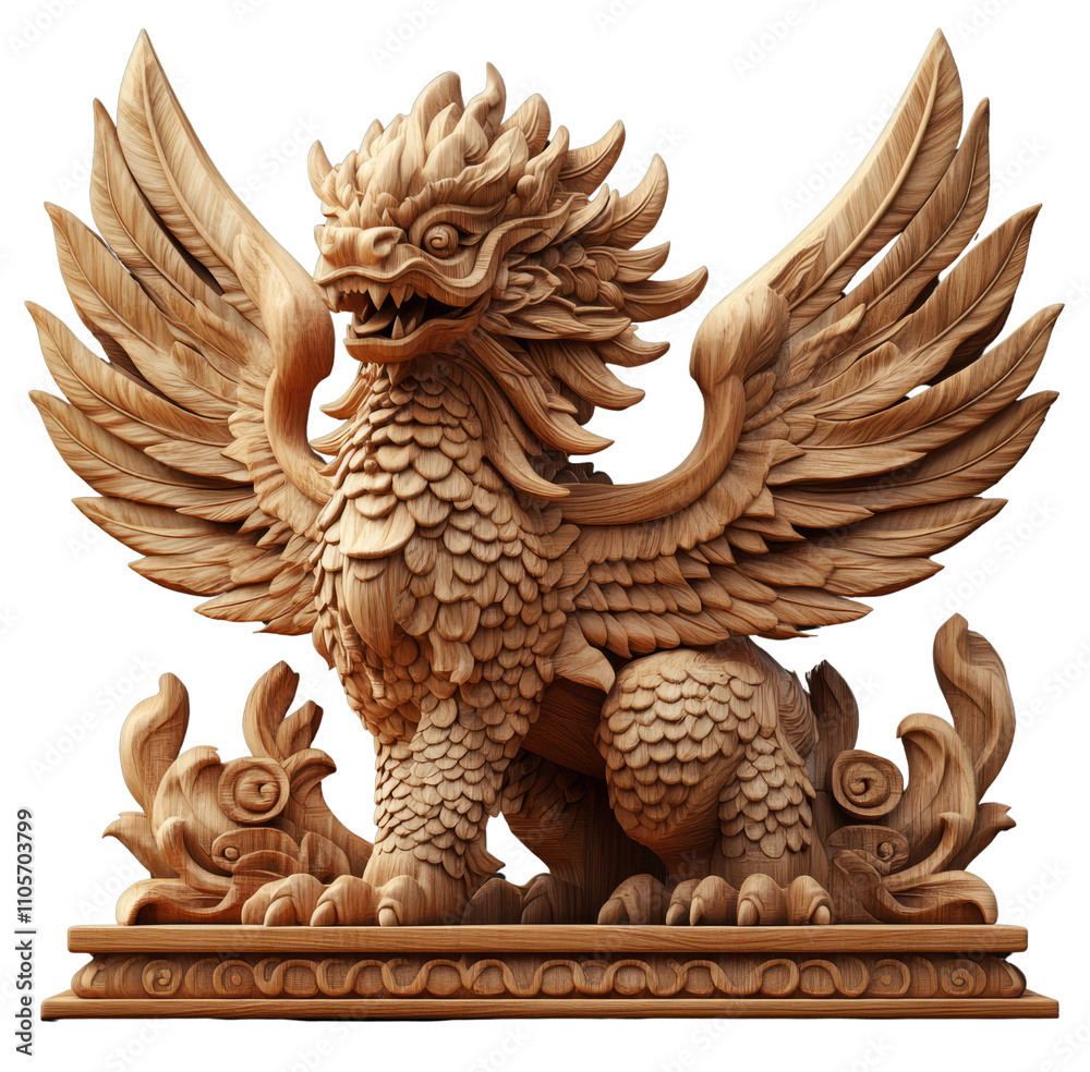 Fototapeta premium Ornate Wooden Dragon Sculpture