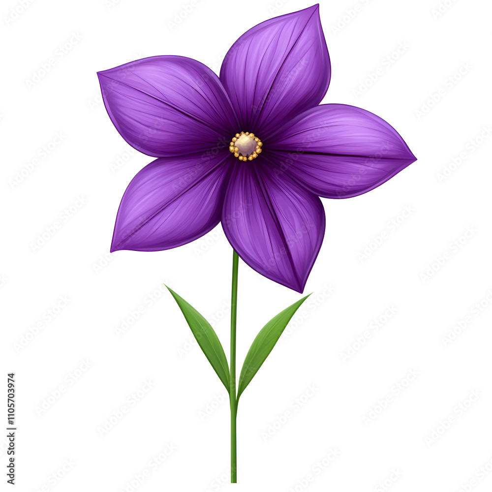 Obraz premium Purple flower with delicate petals and vibrant color growing from a green stem against a simple background