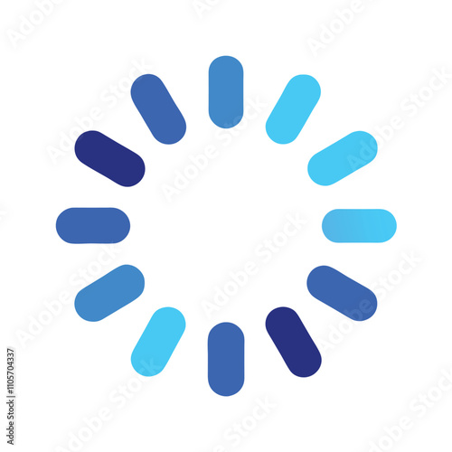 A blue circle with blue and white dots is displayed. The blue dots are evenly spaced around the circle, creating a sense of movement and progression