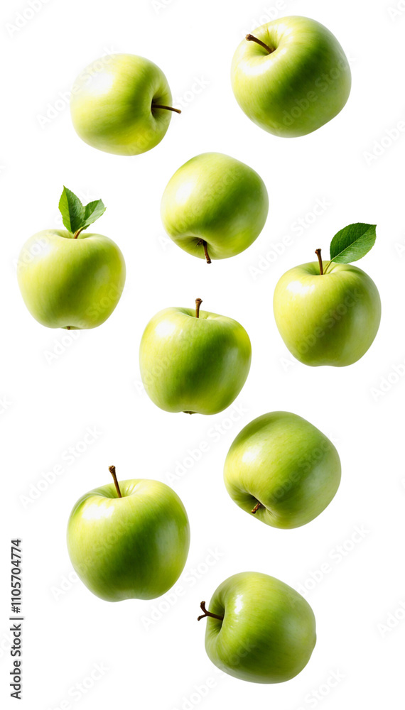 Fresh Green Apples Isolated on transparent Background Fresh Green Apples Isolated on transparent Background