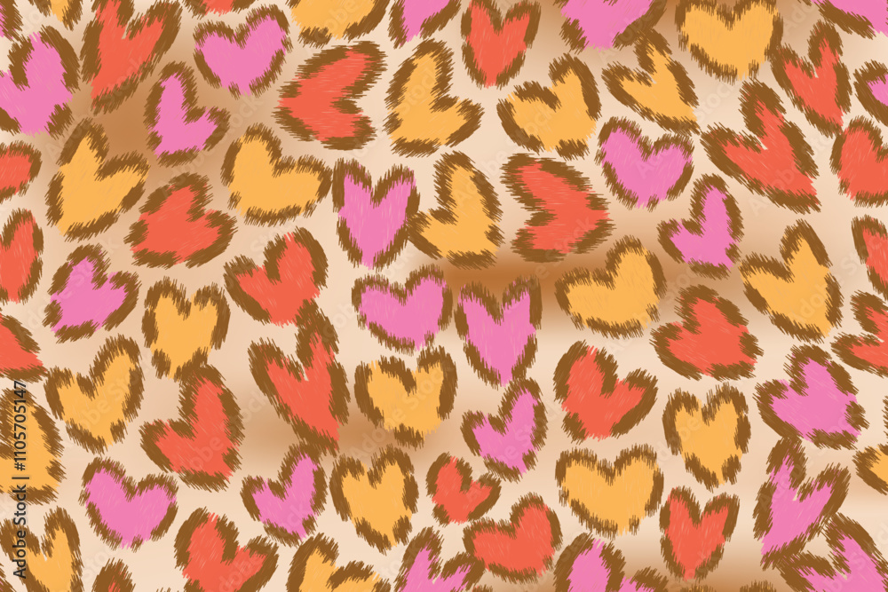 Leopard love seamless pattern suitable for background, fabric, wrapping, wallpaper etc.
