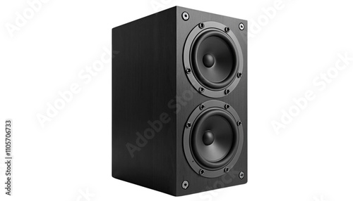 Modern Black Speaker Box With Dual Woofers on transparent Background
