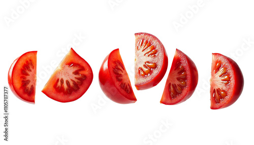 Fresh Tomato Slices on transparent Background Artfully Arranged