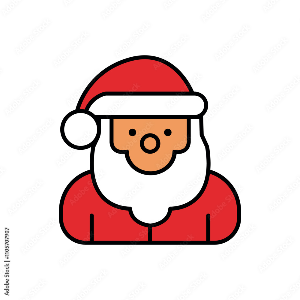 santa claus christmas icon flat design, vector illustration for festive holidays, santa face logo, winter celebrations clip art, cheerful holiday character in red and white outfit santa claus christmas icon flat design, vector illustration for festive holidays, santa face logo, winter celebrations clip art, cheerful holiday character in red and white outfit