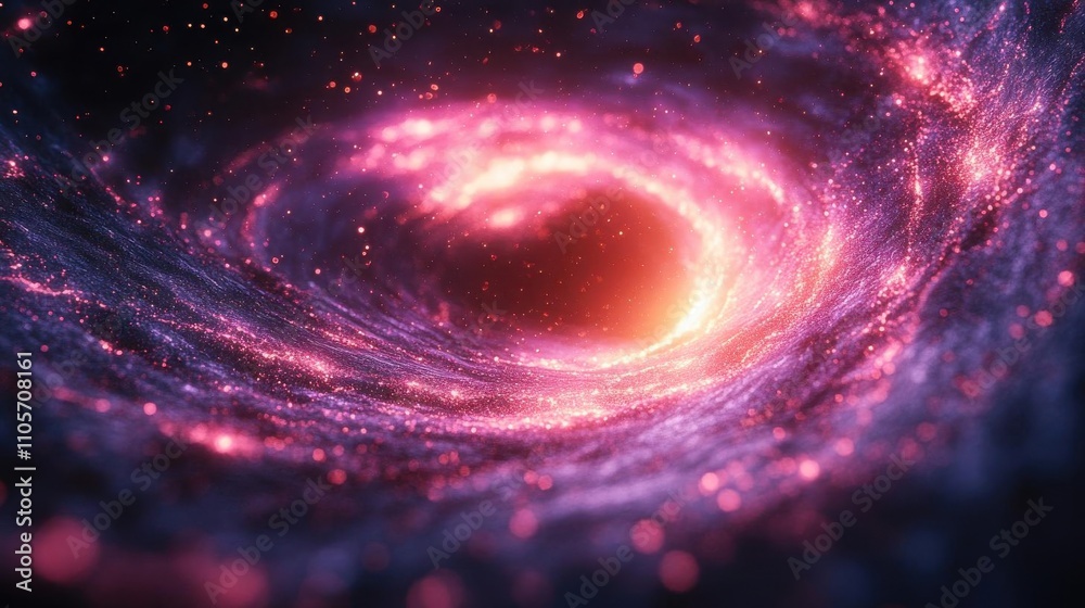 Obraz premium Radiant cosmic spirals with glowing magenta highlights, dynamic particle trails, and smooth gradients