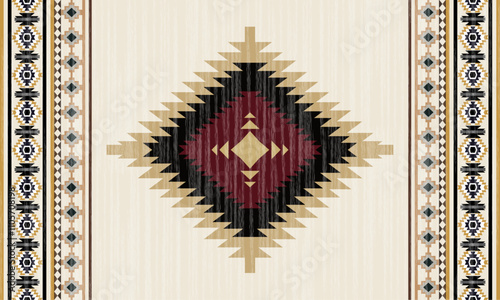 Navajo tribal vector seamless pattern. Native American ornament. Ethnic South Western decor style. Boho geometric ornament. Vector seamless pattern. Mexican blanket, rug. Woven carpet illustration
