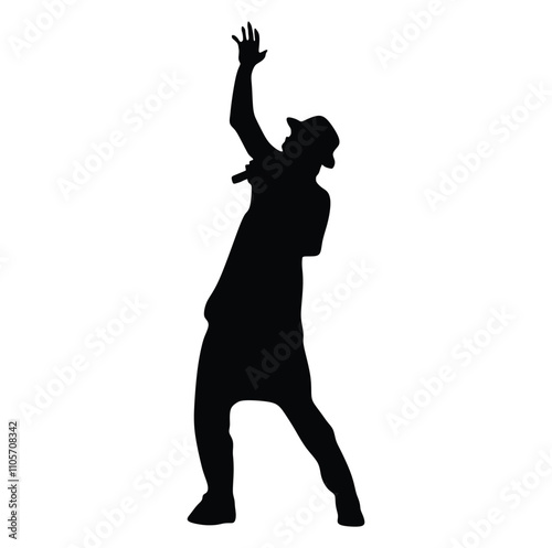 Man singer silhouette, man singing on mic, singer singing silhouette, vocalist singing to microphone
