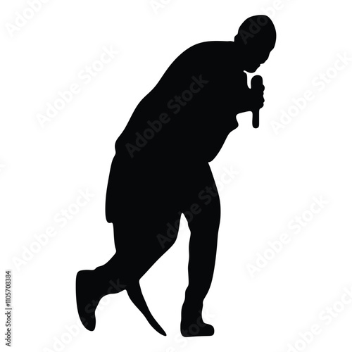 Man singer silhouette, man singing on mic, singer singing silhouette, vocalist singing to microphone