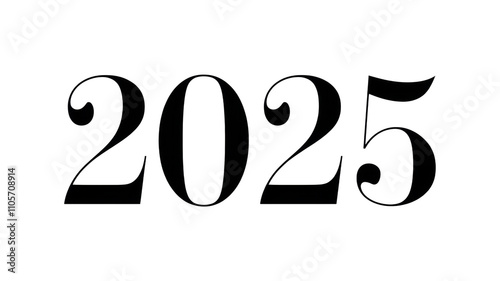 2025 black bold numbers with transparent background representing upcoming year