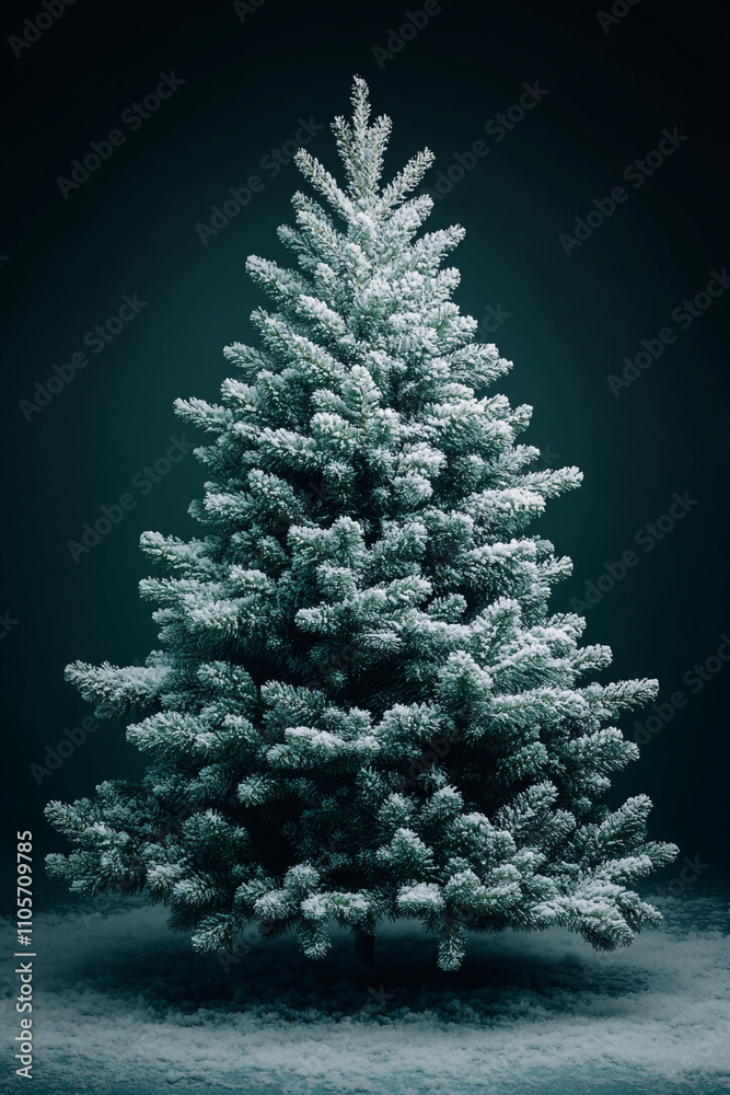 Green christmass tree in the isolated green studio background. Greeting card background. Ai generated Green christmass tree in the isolated green studio background. Greeting card background. Ai generated