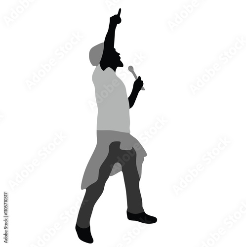 Man singer silhouette, man singing on mic, singer singing silhouette, vocalist singing to microphone