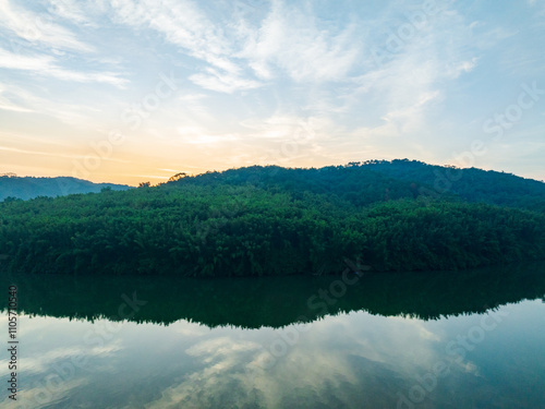 Aerial photography of the beautiful scenery of Hejiang River in Fengkai, Zhaoqing, Guangdong photo