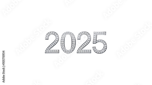 Sparkling diamonds forming 2025 on transparent background