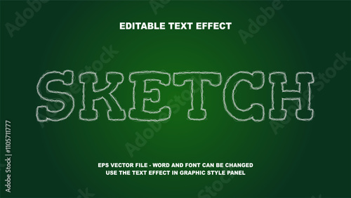 Editable Text Effect Sketch 3D Vector Template