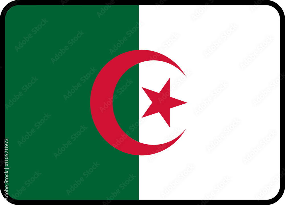 Algeria Flag Rounded Rectangle Icon Algeria Flag Rounded Rectangle Icon