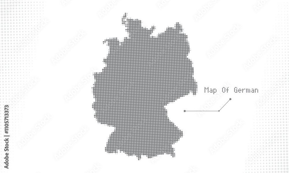 Obraz premium Halftone Dot Map of German – Abstract Vector Design for Infographics and Presentations 