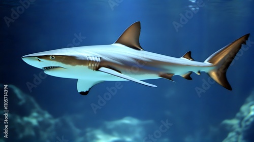 A white shark swimming in the ocean